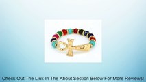 Hammered Ankh Cross Glass Bead Designer Stretch Goldtone Bracelet by Jewelry Nexus Review