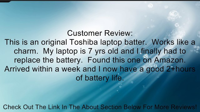 Toshiba PA3534U-1BRS Laptop Battery - Original Toshiba Battery Pack (6 Cells) Review