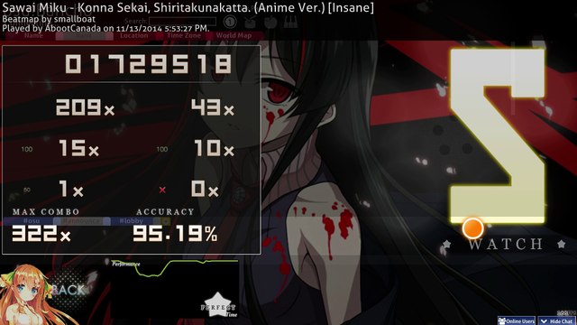 osu! - Sawai Miku Konna Sekai, Shiritakunakatta Anime Ver Insane FC