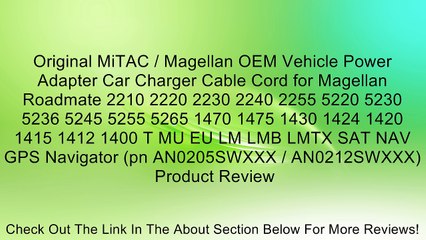 Original MiTAC / Magellan OEM Vehicle Power Adapter Car Charger Cable Cord for Magellan Roadmate 2210 2220 2230 2240 2255 5220 5230 5236 5245 5255 5265 1470 1475 1430 1424 1420 1415 1412 1400 T MU EU LM LMB LMTX SAT NAV GPS Navigator (pn AN0205SWXXX / AN0