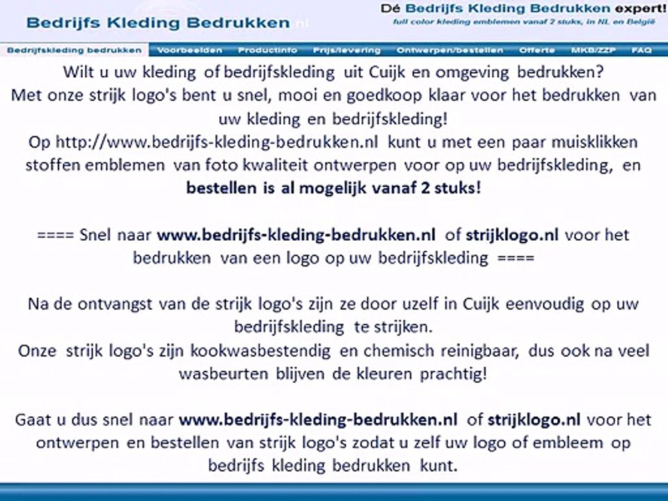 Kleding bedrijfskleding bedrukken Cuijk