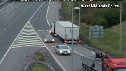 Lorry driver pulls a u-turn on M6 toll road