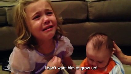 Emotional little Girl crying For his brother