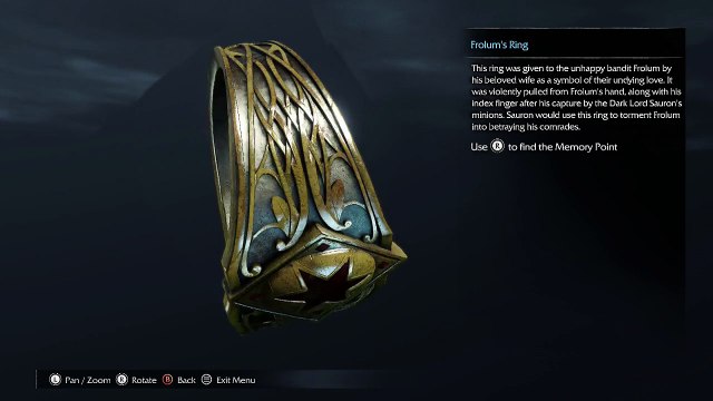 Xbox One - Middle Earth - Shadow Of Mordor - Artifact 4 - Frolum's Ring
