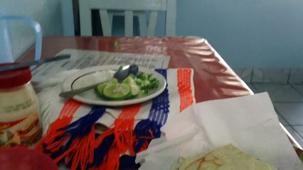 At a restaurant - Market in Puerto Escondido crispy tortillas and fish soup