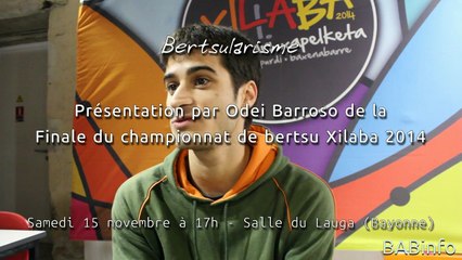 Présentation de la finale du championnat de bertsu Xilaba 2014 par Odei Barroso