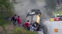Race Car Flips Over And Nearly Crashes Into A Group Of People
