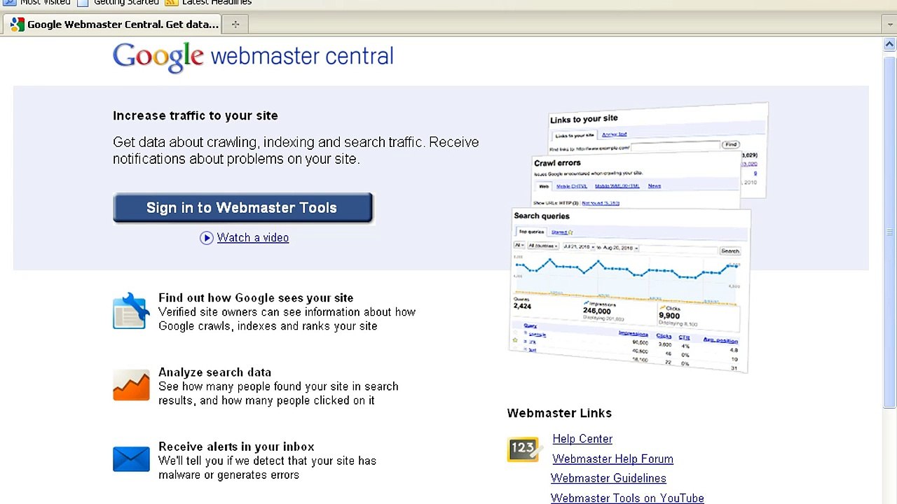 Webmaster Tools Web Monitoring