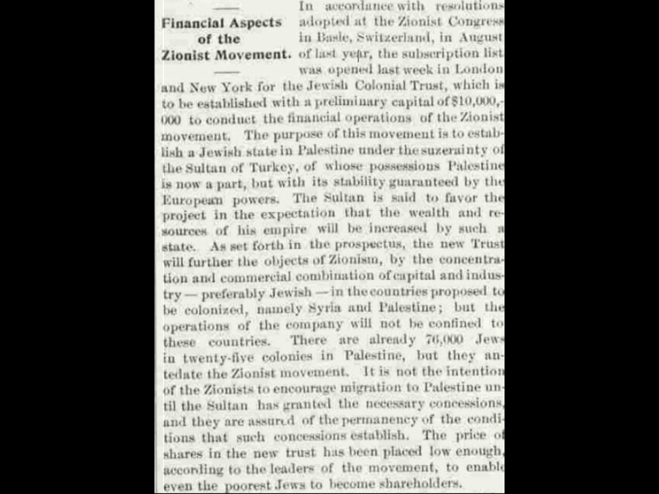 Financial Aspects Of The Zionist Movement