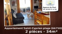 A vendre - appartement - Saint-Cyprien plage (66750) - 2 pièces - 34m²