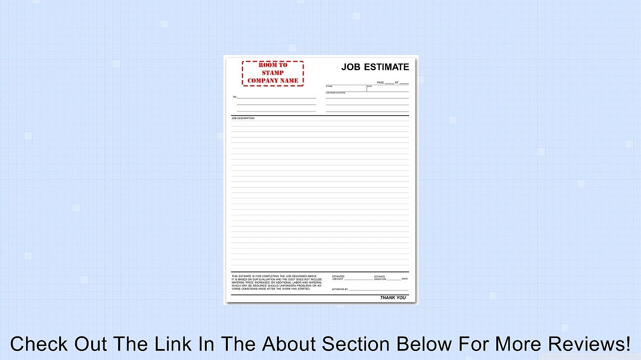 Job Estimate Form Review