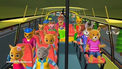 Wheels on the Bus Go Round And Round - 3D Animation Nursery Rhymes & Songs for Children