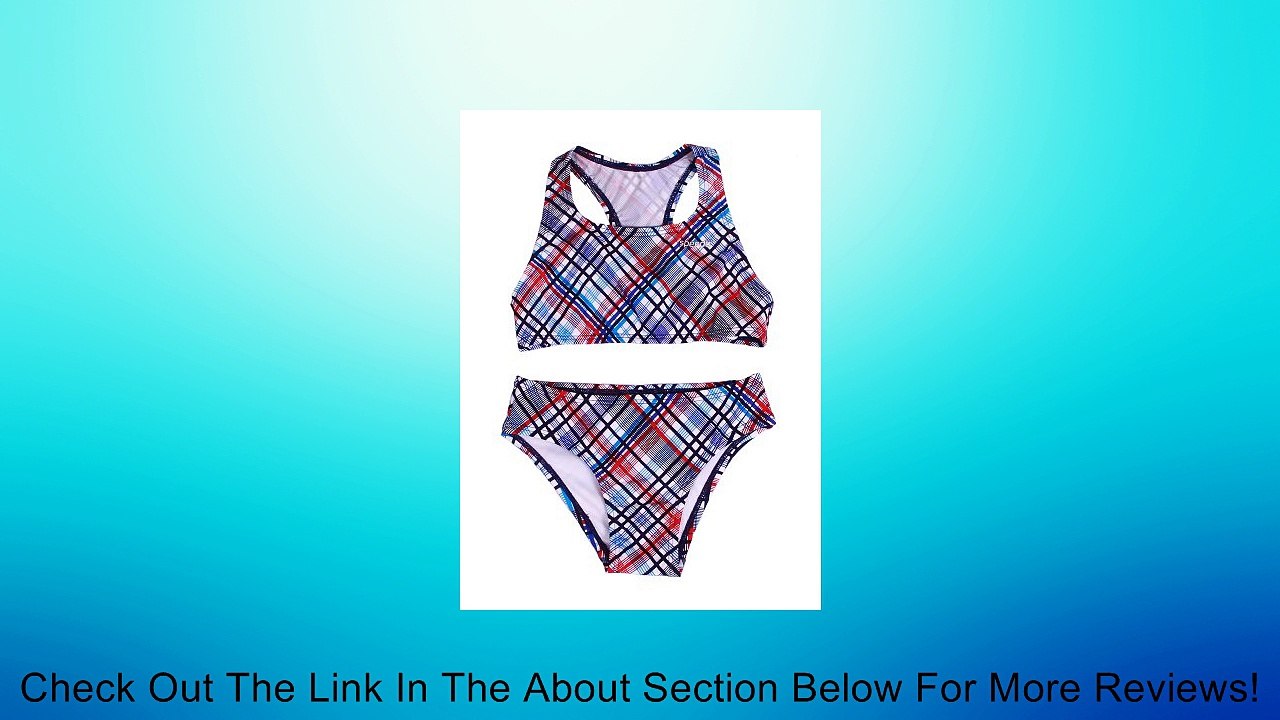 Speedo 2-piece Racerback Girls Swim Suit (10, Red/White/Blue Plaid) Review