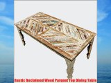 Rustic Reclaimed Wood Parquet Top Dining Table