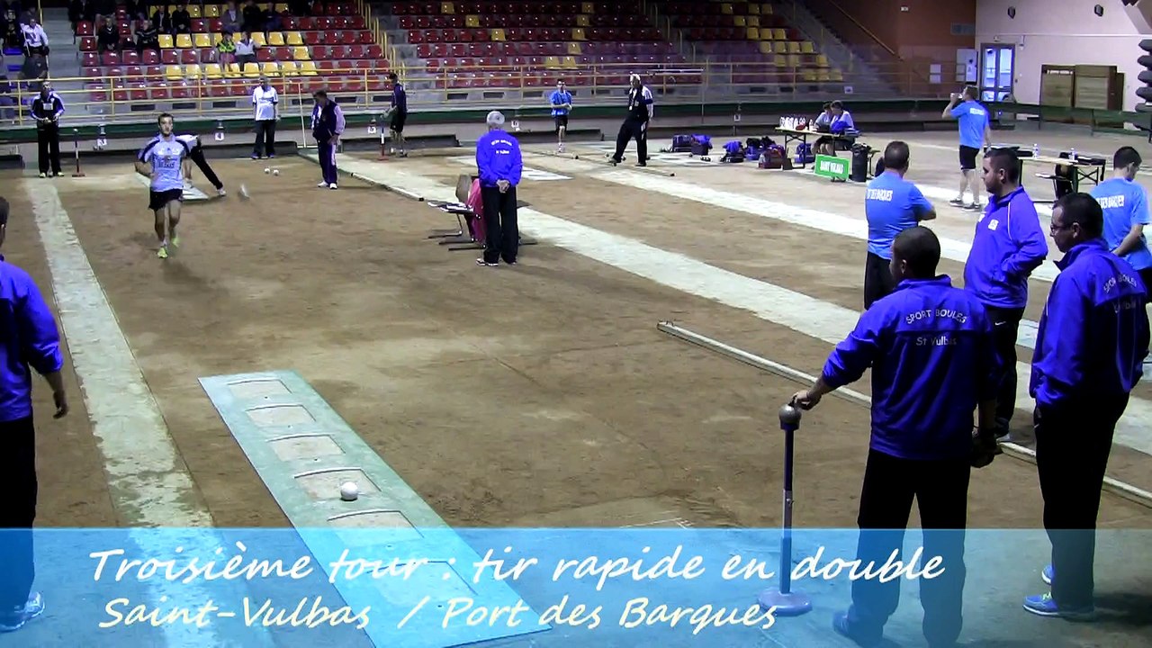 Troisième tour, tir rapide en double, Saint-Vulbas contre Port-des-Barques, Sport Boules, J4 Elite 2014 2015