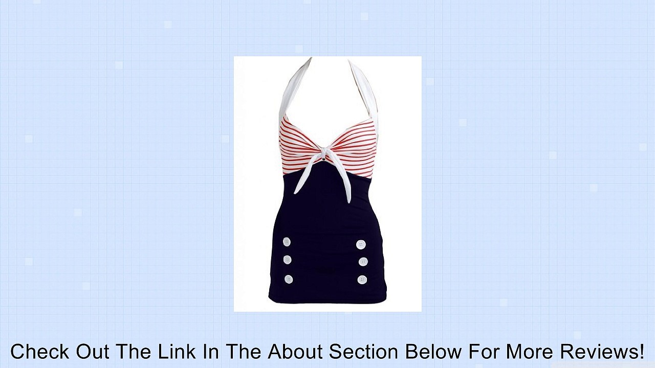 Pinupclothingonline Women's Stripe Retro Sailor Nautical Bathing Suit Review