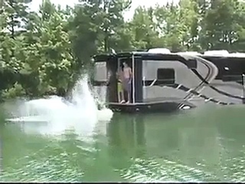 A Bus in a Water traveling