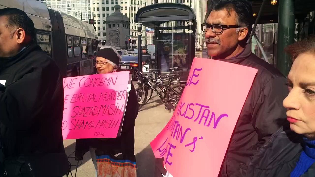 Attorny Joe Deniker speaking against the killing of Christian Couple in Pakistan at the protest