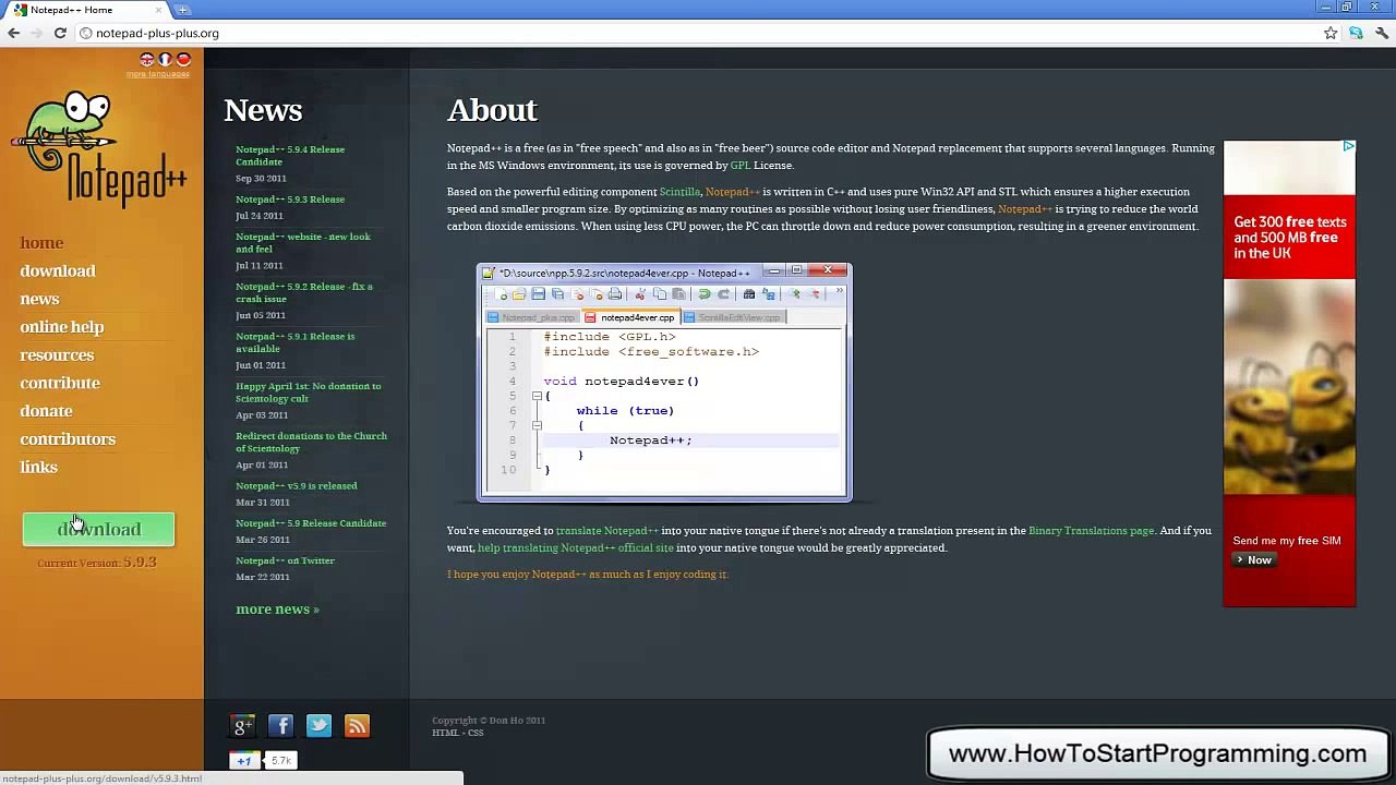 PHP Tutorial 3 - Installing Notepad   (PHP For Beginners)