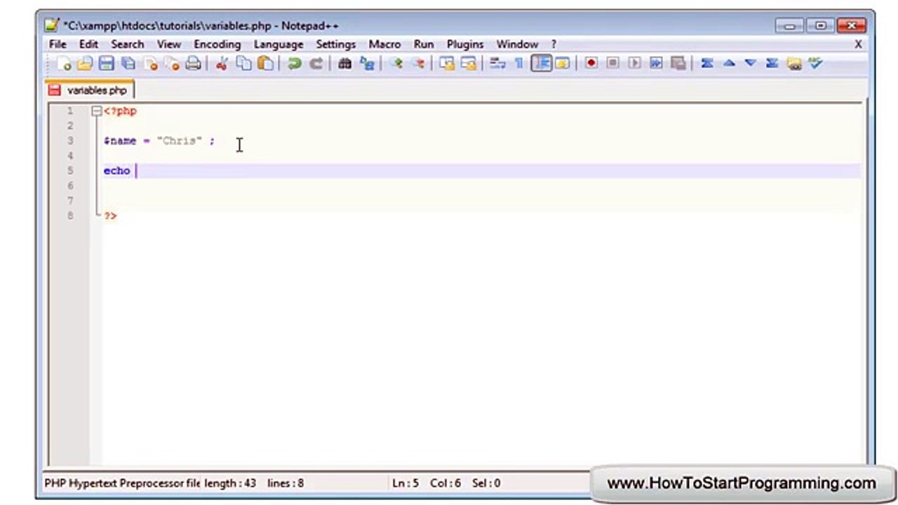 PHP Tutorial 5 - Variables (PHP For Beginners)
