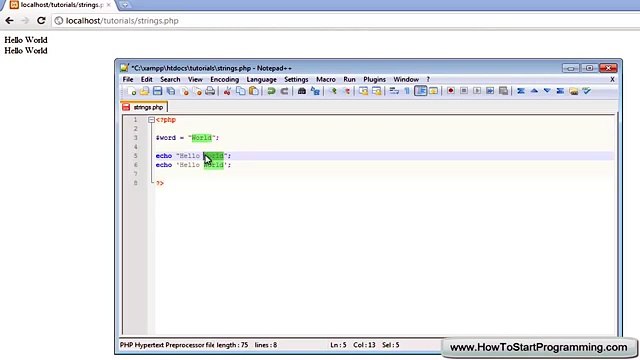 PHP Tutorial 7 - Single Quotes and Concatenation (PHP For Beginners)