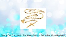 Mens Yellow Gold Tone Stainless Steel Rosary Crucifix Ball Chain Necklace 6mm 30