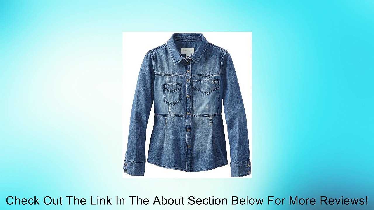 Diesel Little Girls' Cambys Long Sleeve Washed Denim Fitted Snap Front Shirt, Indigo, X-Small Review