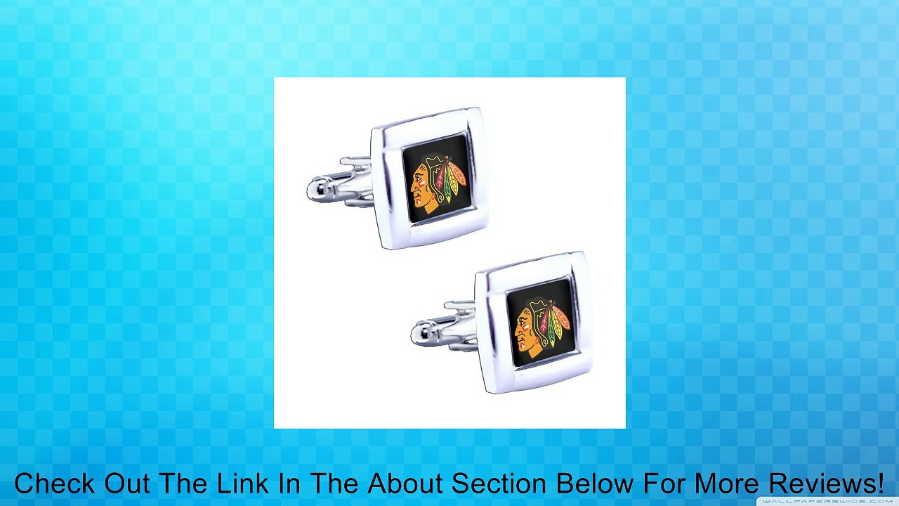 NHL 5/8" Chicago Blackhawks Square Cufflinks With Square Shape Engraved Logo Design Gift Box Set
