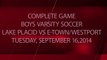 Boys Soccer - Lake Placid Blue Bombers vs E-Town - Westport Griffins 09-16-2014 - Complete Game