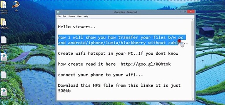 how to transfer files from PC to android tablet_iPhone_Lumia,or phone without USB ( Using WiFi )