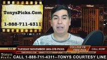Free Tuesday College Football Picks Predictions Handicapping Odds Point Spread 11-18-2014