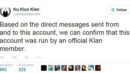 Hacktivist group Anonymous takes over KKK Twitter