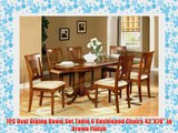 7PC Oval Dining Room Set Table 6 Cushioned Chairs 42X78 In Brown Finish