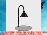 Contemporary Single Stainless Steel Lamp Round Carving Station Finish Black Powder Coat Base Finish Grey Granite