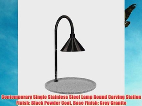 Contemporary Single Stainless Steel Lamp Round Carving Station Finish Black Powder Coat Base Finish Grey Granite