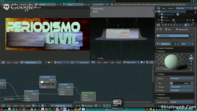 Blender Cycles Render Engine Elaborando Un Banner 3D Para Grupo Facebook Moldeo Material Textura Compositing Node Speed Art Tutorial