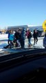 Six minutes of people slipping and falling on the same patch of ice! Hilarious...