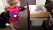 As dumb as his father, this kid tries to throw something...Hilarious idiot but cute child!