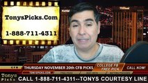 Free Thursday Night College Football Picks Betting Predictions Odds Previews 11-20-2014