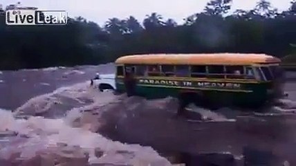 A School Bus Flashed In Flood Shocking