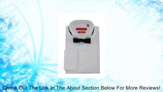 Gino Valentino Mens Tuxedo Dress Shirt Bow Tie 100% Cotton Wing Collar White