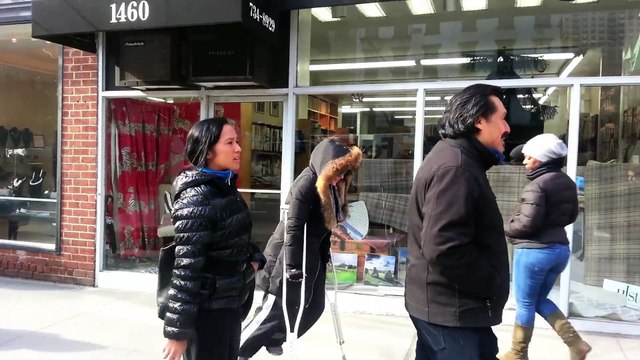 Madonna hobbles on crutches in NYC