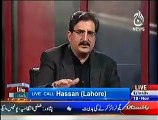 Hassan Nisar calls LIVE on Bolta Pakistan. AajTV director cuts off the call.