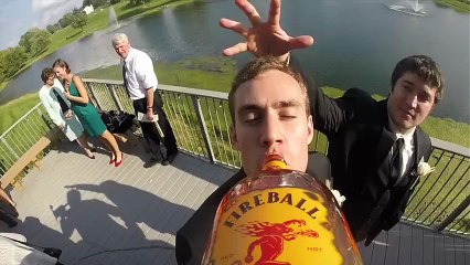 GoPro Attached To Bottle Of Whiskey At Wedding
