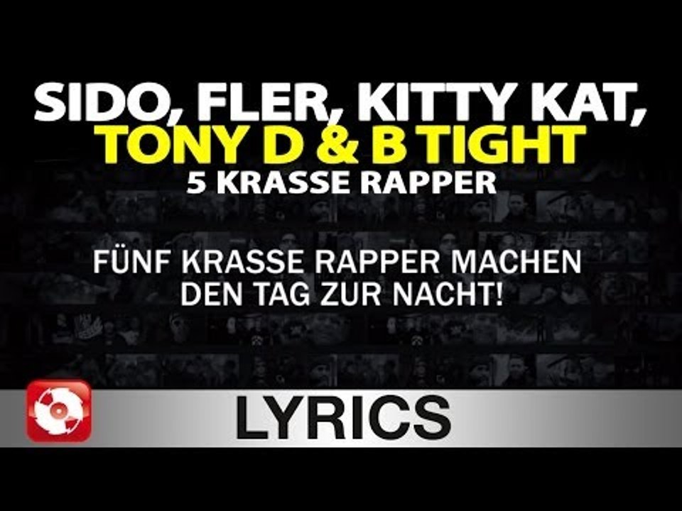 SIDO, FLER, KITTY KAT, TONY D, B TIGHT - 5 KRASSE RAPPER AGGROTV LYRICS KARAOKE (OFFICIAL VERSION)