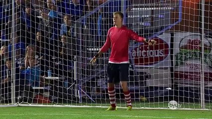 Funny goalkeeper uses his face to save penalties