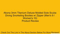 Akona 3mm Titanium Deluxe Molded Sole Scuba Diving Snorkeling Booties w/ Zipper (Men's 9 / Women's 10)