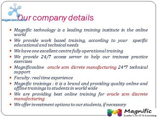 Oracle scm discrete manufacturing online training