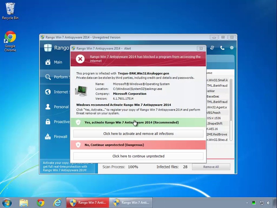 Rango Win 7 Protection 2014 Removal Report