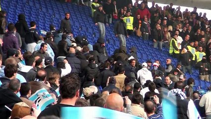 Scontri Tifosi Lazio vs Roma in tribuna Tevere